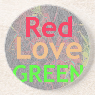 LOVE RED GOLDEN GREEN ZANDSTEEN ONDERZETTER