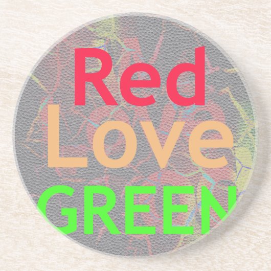 LOVE RED GOLDEN GREEN ZANDSTEEN ONDERZETTER (Voorkant)