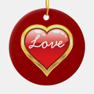 Love Red Golden Heart Valentijn's Day ornament