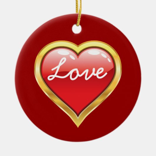 Love Red Golden Heart Valentijn's Day ornament (Voorkant)