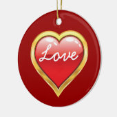 Love Red Golden Heart Valentijn's Day ornament (Links)