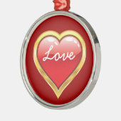 Love Red Golden Heart Valentijn's Day ornament (Links)