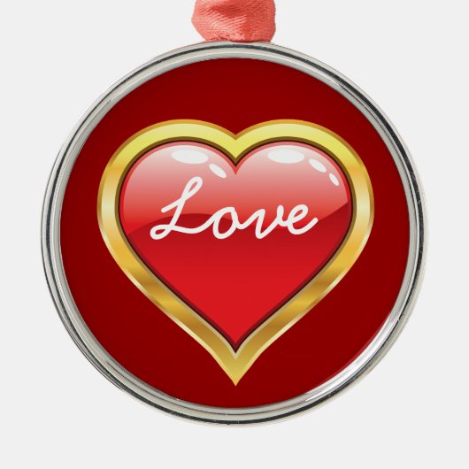Love Red Golden Heart Valentijn's Day ornament (Voorkant)