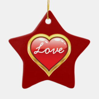 Love Red Golden Heart Valentijn's Day ornament