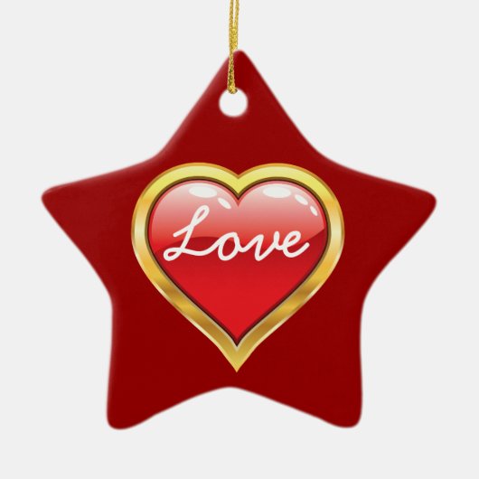 Love Red Golden Heart Valentijn's Day ornament (Voorkant)