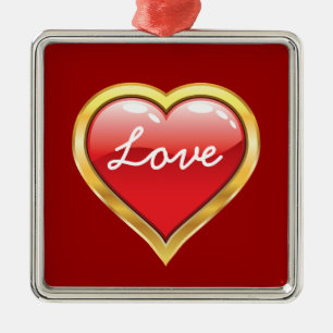 Love Red Golden Heart Valentijn's Day ornament