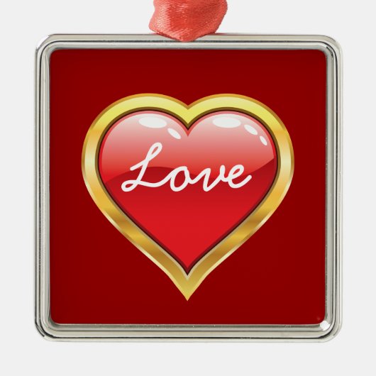 Love Red Golden Heart Valentijn's Day ornament (Voorkant)