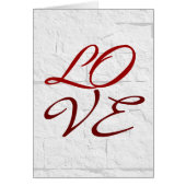 Love Red Grey Script Wall Brick Wenskaart (Voorkant)