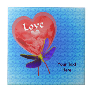 Love Red Heart ballon Butterfly Tile Tegeltje