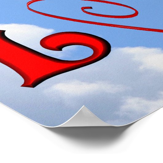 Love Red Heart Blue Sky Poster (Hoek)