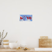 Love Red Heart Blue Sky Poster (Keuken)