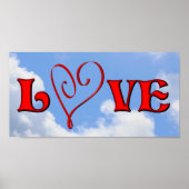 Love Red Heart Blue Sky Poster (Voorkant)