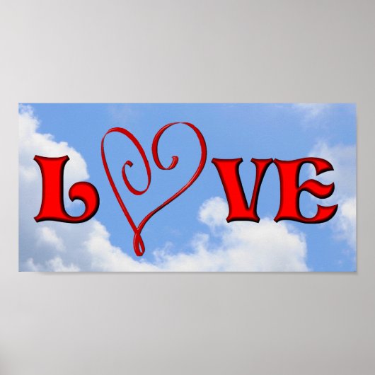 Love Red Heart Blue Sky Poster (Voorkant)