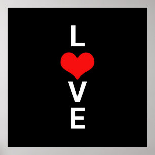 Love Red Heart Cute Valentijnsdag White Black Poster