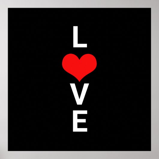 Love Red Heart Cute Valentijnsdag White Black Poster (Voorkant)