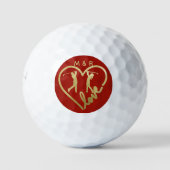 Love Red Heart Golfers Monogram Initialen Golfballen (Voorkant)