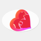 Love Red Heart Oval Sticker (Voorkant)