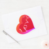 Love Red Heart Oval Sticker (Envelop)