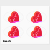 Love Red Heart Oval Sticker (Vel)