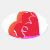 Love Red Heart Ovale Sticker (Voorkant)