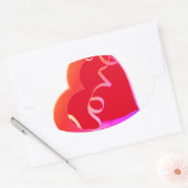 Love Red Heart Ovale Sticker (Envelop)