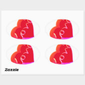 Love Red Heart Ovale Sticker (Vel)