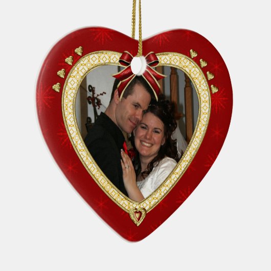 Love Red Heart Personalized Photo Ornament (Rechts)
