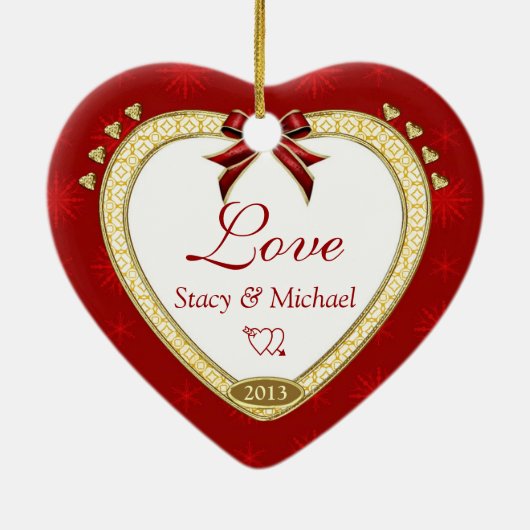 Love Red Heart Personalized Photo Ornament (Achterkant)