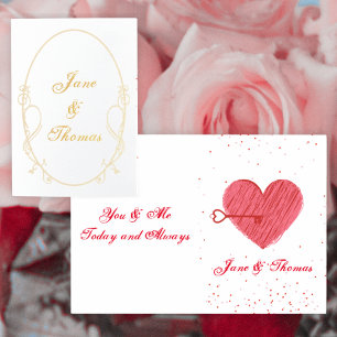 Love Red Heart Romantische Valentijnsdag Folie Kaarten