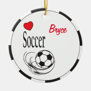 Love Red Heart Voetbal Keramisch Ornament
