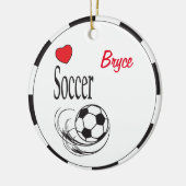 Love Red Heart Voetbal Keramisch Ornament (Links)