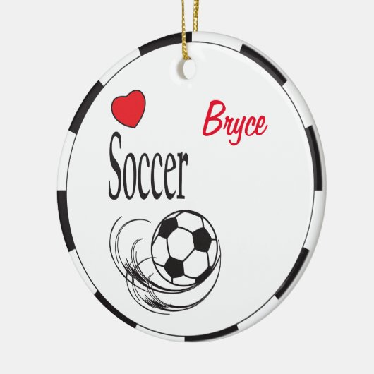 Love Red Heart Voetbal Keramisch Ornament (Links)