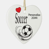 Love Red Heart Voetbal Keramisch Ornament (Rechts)