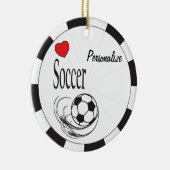 Love Red Heart Voetbal Keramisch Ornament (Rechts)