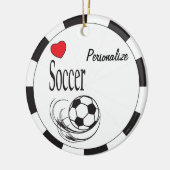 Love Red Heart Voetbal Keramisch Ornament (Links)