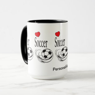 Love Red Heart ⚽ Voetballen - Personaliseren Mok