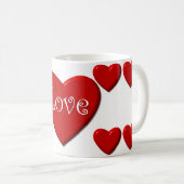 Love Red Heart White Coffee Mok (Voorkant rechts)