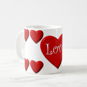 Love Red Heart White Coffee Mok (Voorkant links)