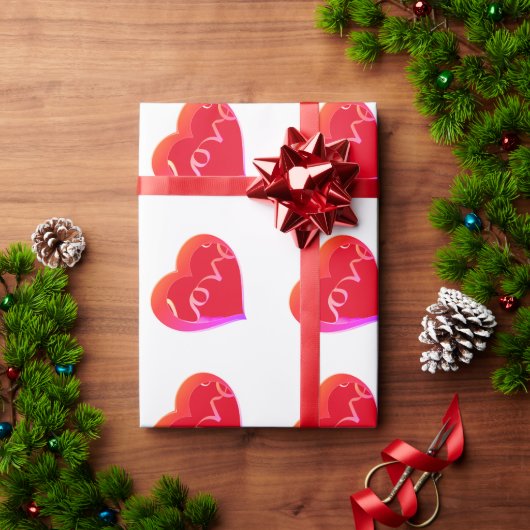 Love Red Heart Wrapping Paper Cadeaupapier (Feestdagen Geschenken)