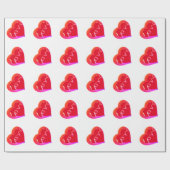 Love Red Heart Wrapping Paper Cadeaupapier (Vlak)