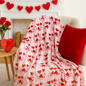 Love Red Hearts and Ladybugs Pink Fleece Deken
