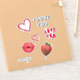 Love Red Hearts and quotes design Sticker