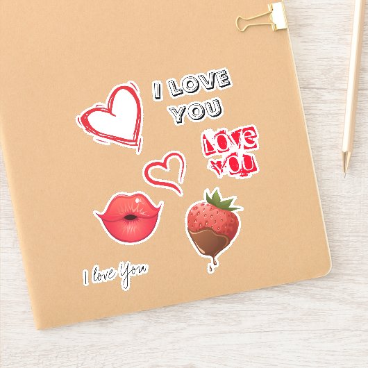 Love Red Hearts and quotes design Sticker (Notitieboek)