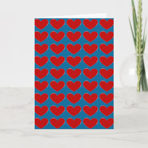 Love Red Hearts Blue Pop Art Wenskaarten Feestdagen Kaart