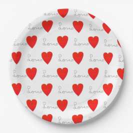 Love Red Hearts Papieren Bordje