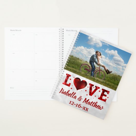 Love Red Hearts Stars Custom Photo Wedding Planner (Display)