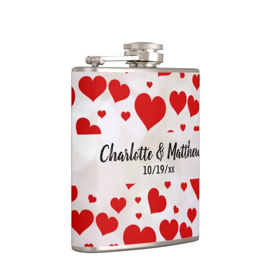 Love Red Hearts Valentijnsdag Wedding Jubileum Heupfles (Rechts)