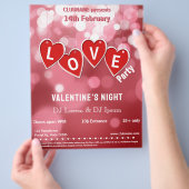 LOVE Red Hearts Valentine's Day Party Flyer (Hand)