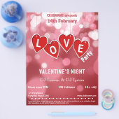 LOVE Red Hearts Valentine's Day Party Flyer (Enkel)