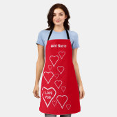 Love Red met White Hearts Print Schort (Gedragen)